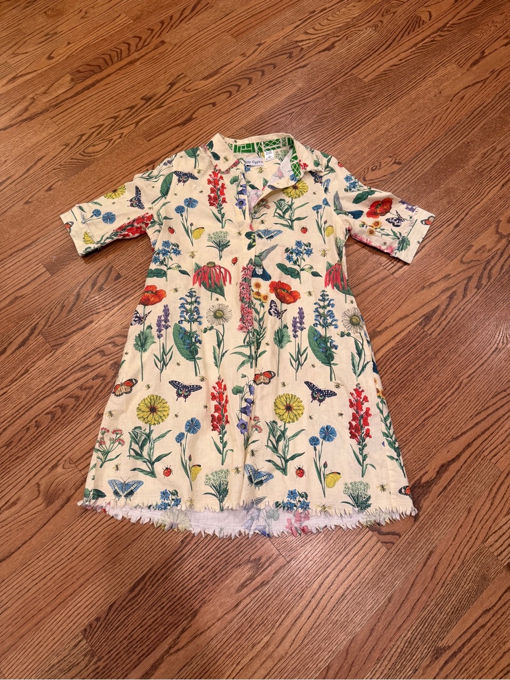 Dizzie Lizzie Chatham floral Garden Print Dress - Cream with Multicolor